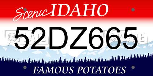 52DZ665 Idaho License Plate