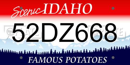 52DZ668 Idaho License Plate