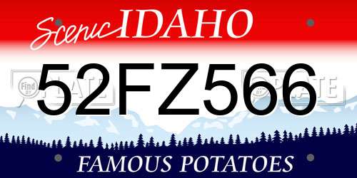 52FZ566 Idaho License Plate