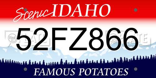52FZ866 Idaho License Plate
