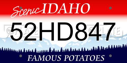 52HD847 Idaho License Plate