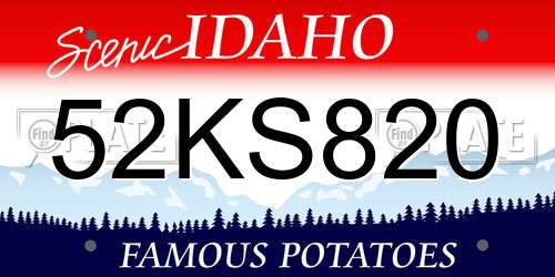 52KS820 Idaho License Plate