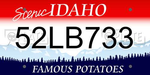 52LB733 Idaho License Plate