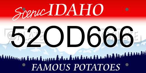 52OD666 Idaho License Plate