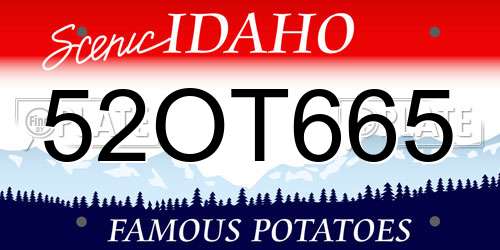 52OT665 Idaho License Plate