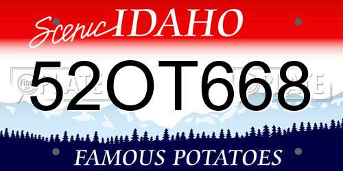 52OT668 Idaho License Plate