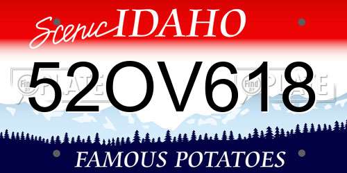 52OV618 Idaho License Plate