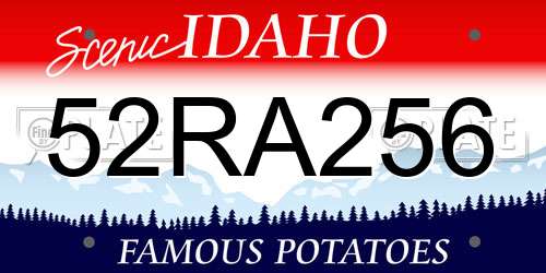 52RA256 Idaho License Plate