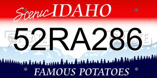 52RA286 Idaho License Plate