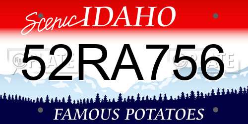 52RA756 Idaho License Plate