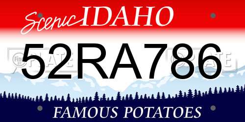 52RA786 Idaho License Plate