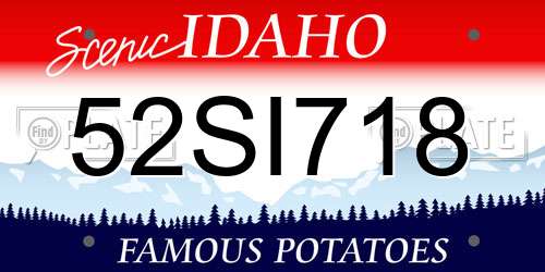 52SI718 Idaho License Plate