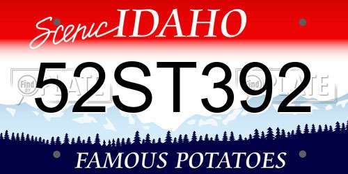 52ST392 Idaho License Plate