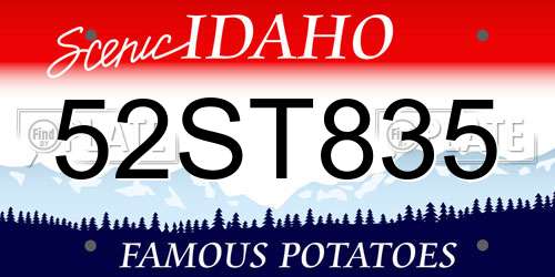 52ST835 Idaho License Plate