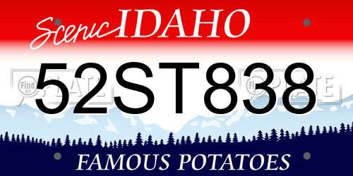 52ST838 Idaho License Plate