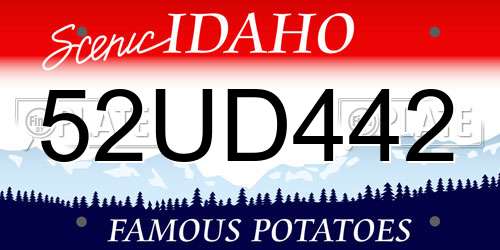 52UD442 Idaho License Plate