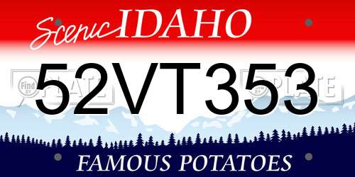 52VT353 Idaho License Plate
