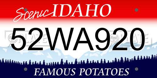 52WA920 Idaho License Plate