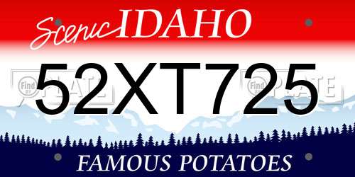 52XT725 Idaho License Plate