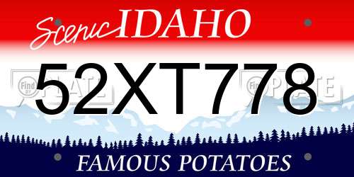 52XT778 Idaho License Plate