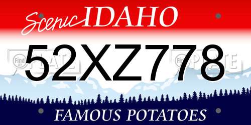 52XZ778 Idaho License Plate
