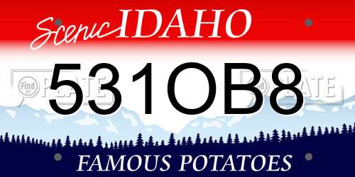 531OB8 Idaho License Plate