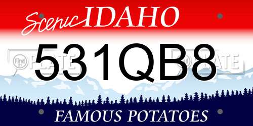 531QB8 Idaho License Plate