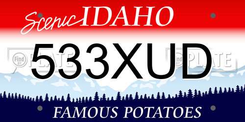 533XUD Idaho License Plate
