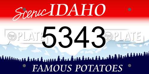 5343 Idaho License Plate
