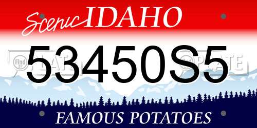 53450S5 Idaho License Plate