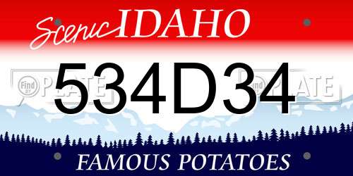 534D34 Idaho License Plate