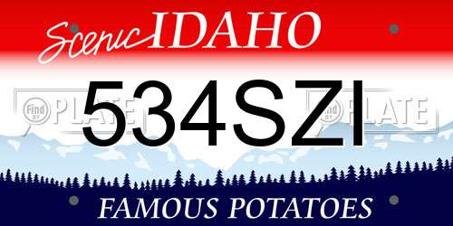 534SZI Idaho License Plate