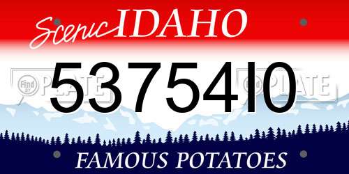 53754I0 Idaho License Plate
