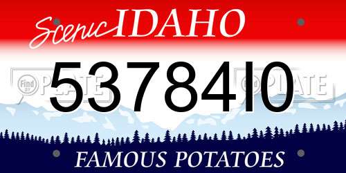 53784I0 Idaho License Plate