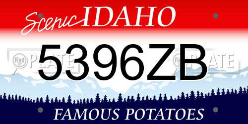 5396ZB Idaho License Plate