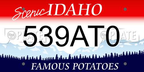 539AT0 Idaho License Plate