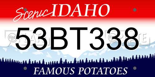 53BT338 Idaho License Plate