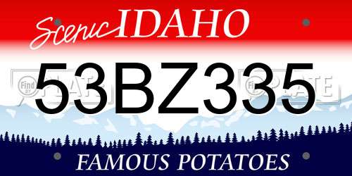 53BZ335 Idaho License Plate