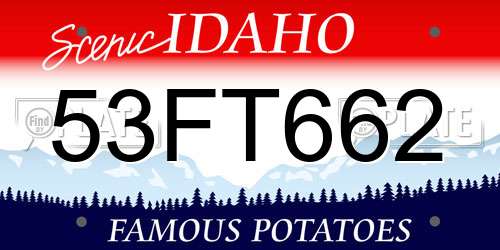 53FT662 Idaho License Plate