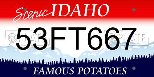 53FT667 Idaho License Plate