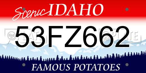 53FZ662 Idaho License Plate