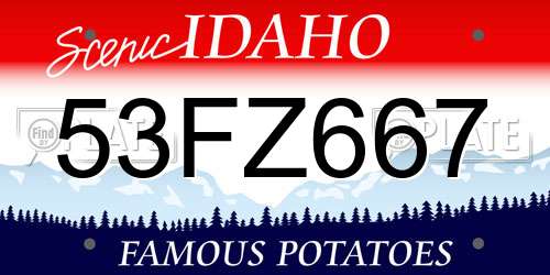 53FZ667 Idaho License Plate