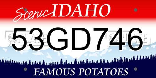 53GD746 Idaho License Plate