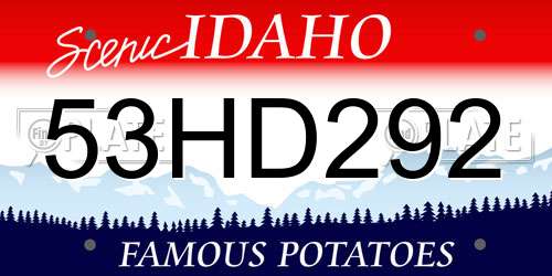 53HD292 Idaho License Plate