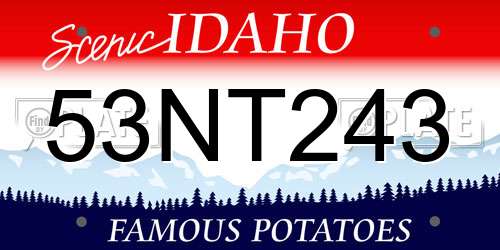 53NT243 Idaho License Plate