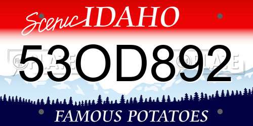 53OD892 Idaho License Plate