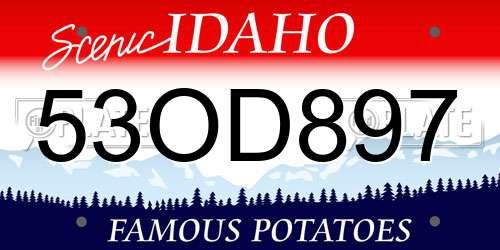 53OD897 Idaho License Plate