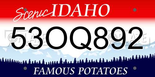53OQ892 Idaho License Plate