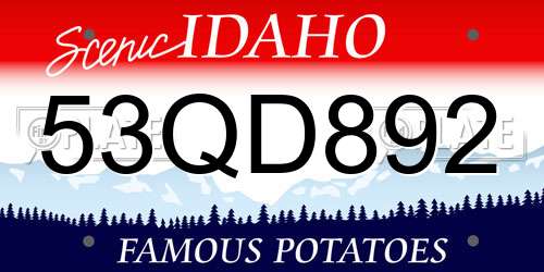 53QD892 Idaho License Plate