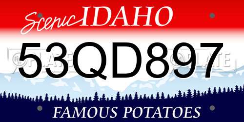 53QD897 Idaho License Plate